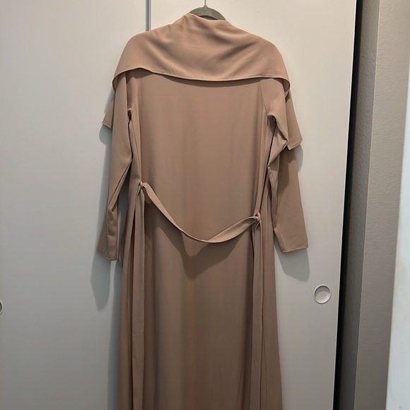 NAKED WARDROBE • TAN SHEER CHIC DRAPED TRENCH COAT • S/M - Picture 5 of 6